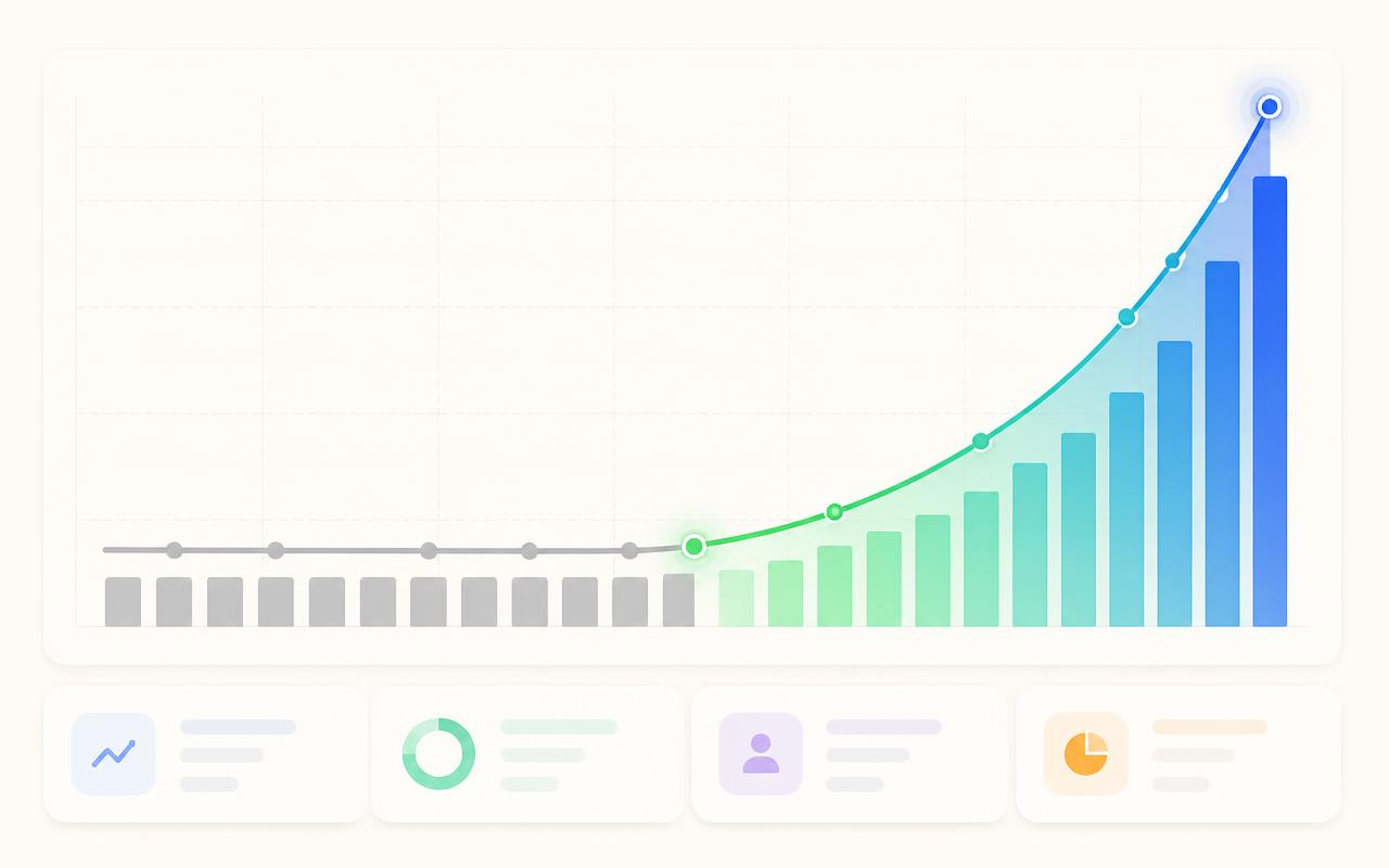 Graphique comparant des ventes stagnantes avant Bookstudio et une croissance rapide après